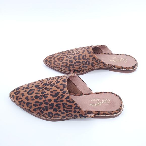 Seychelles Womens Cheetah Leopard Leather Upper Pointed Toe Sock Slide Mule| 7 - Picture 2 of 6